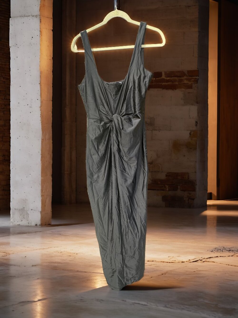 Good American Body Con Dress with Twisted Waist Midi Dress